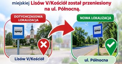Przystanek Lisów V/Kościół przeniesiony na ul. Północną